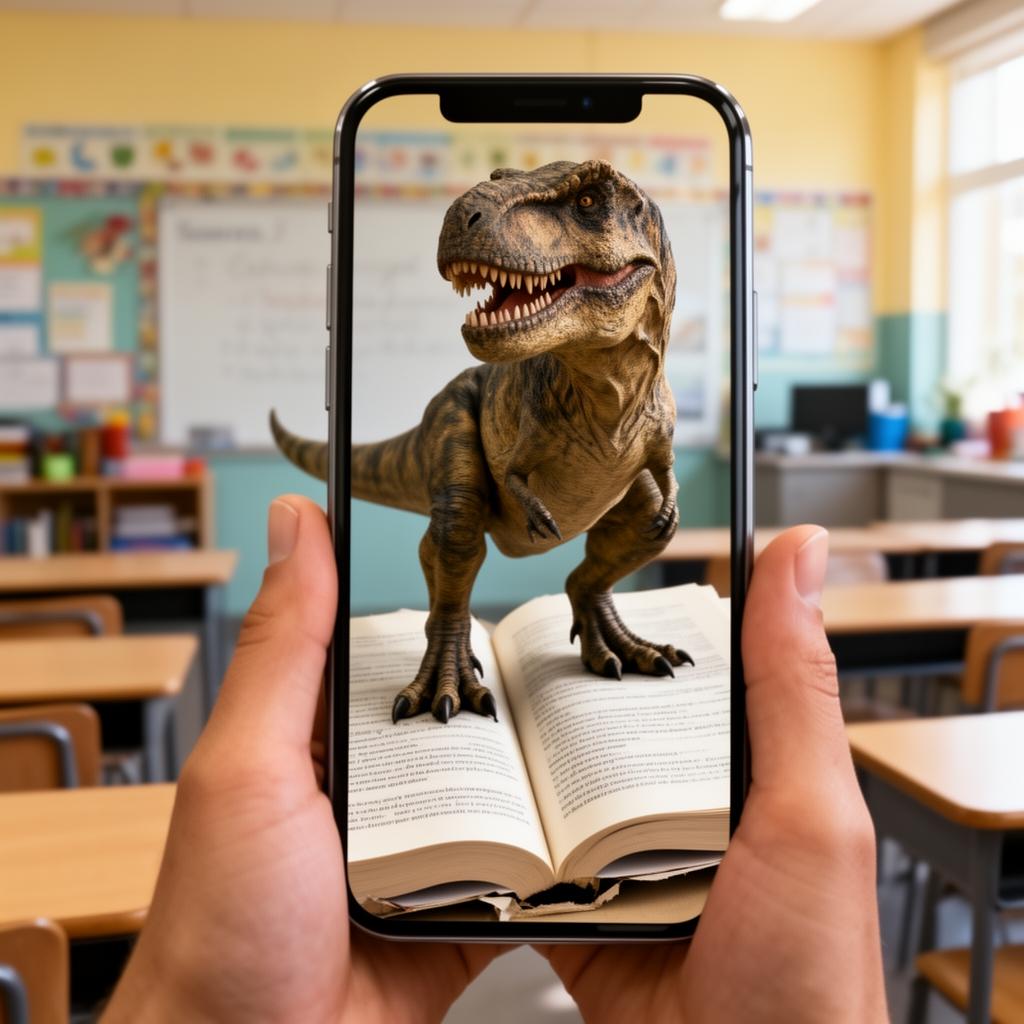 Dinosaurio 3D en realidad aumentada